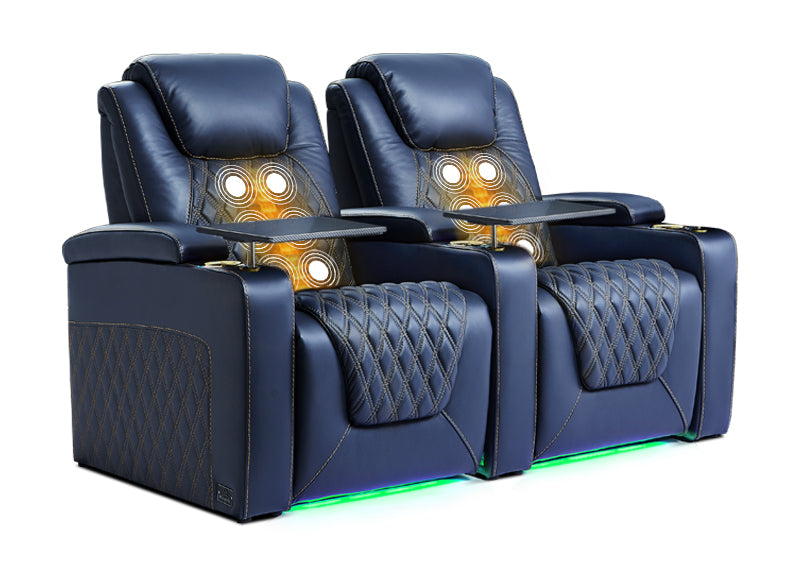 Weilianda LumiChic Massage Series 2-Seat Home Theater Recliner |  LED Lighting for Movie Night