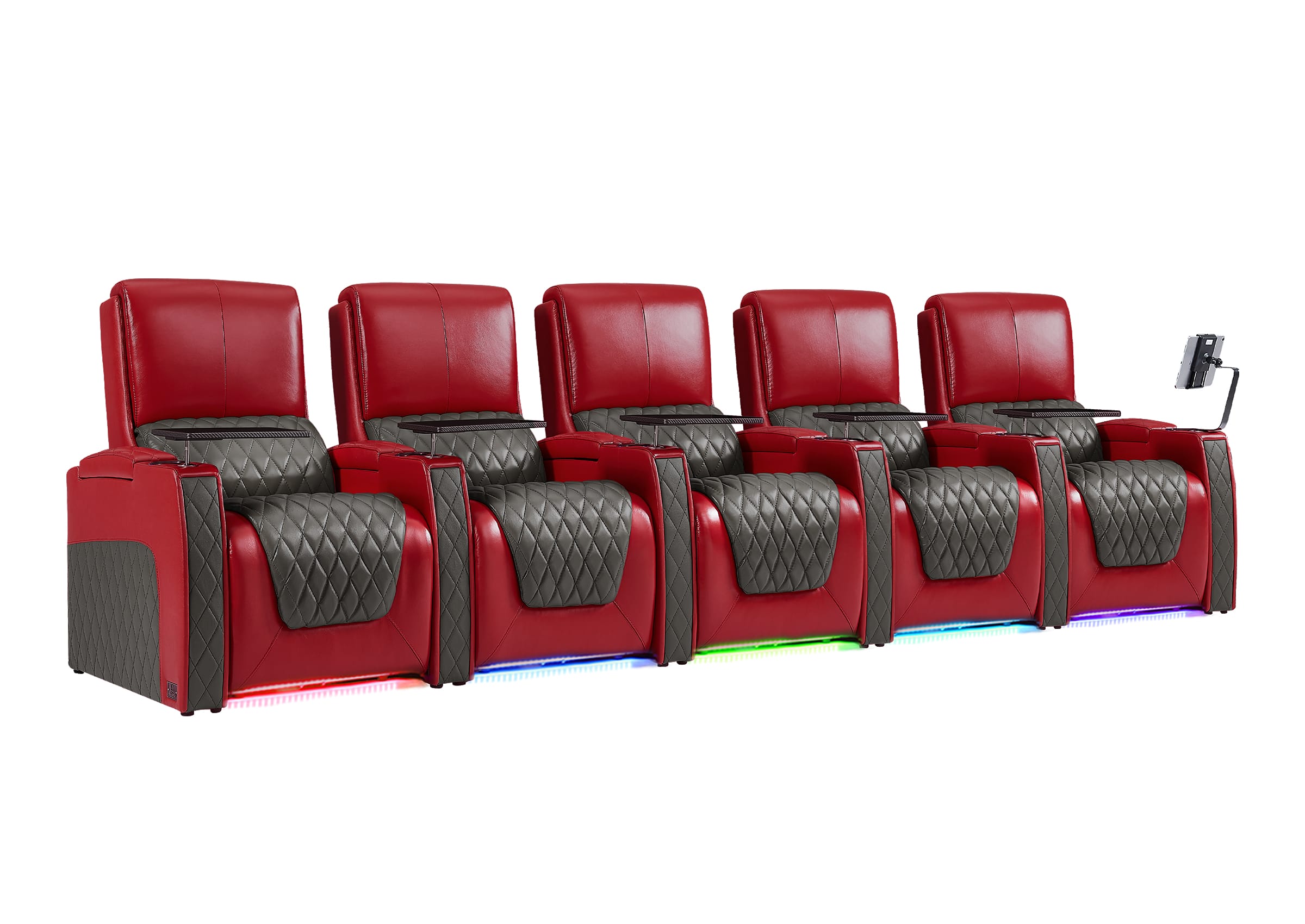 Weilianda AstroUltra Series Red Custom Dual-Tone Power Recliner with Zero Gravity Seating 5-Seater