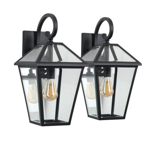 Modern 21" Outdoor Wall Lantern with Clear Glass, Black