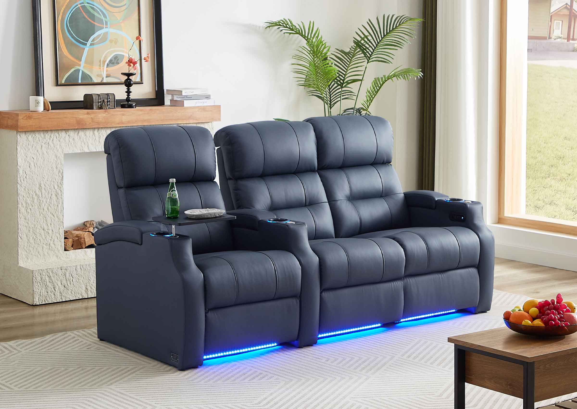 Weilianda Vanguard Series Movie Night Chair Power Recliner 3 seats Blue