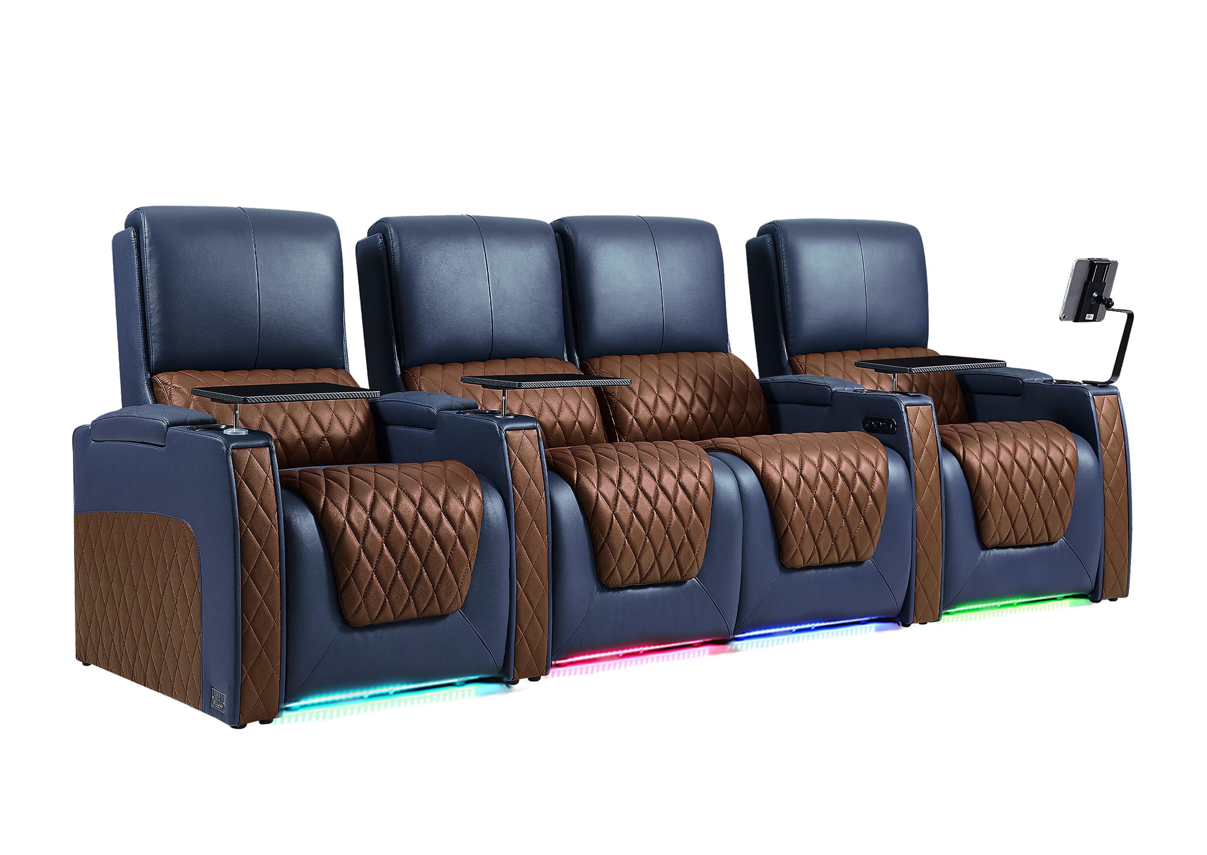 Weilianda AstroUltra Series Blue Custom Two-Tone 4-Seat Modern Recliner Chair with USB Ports