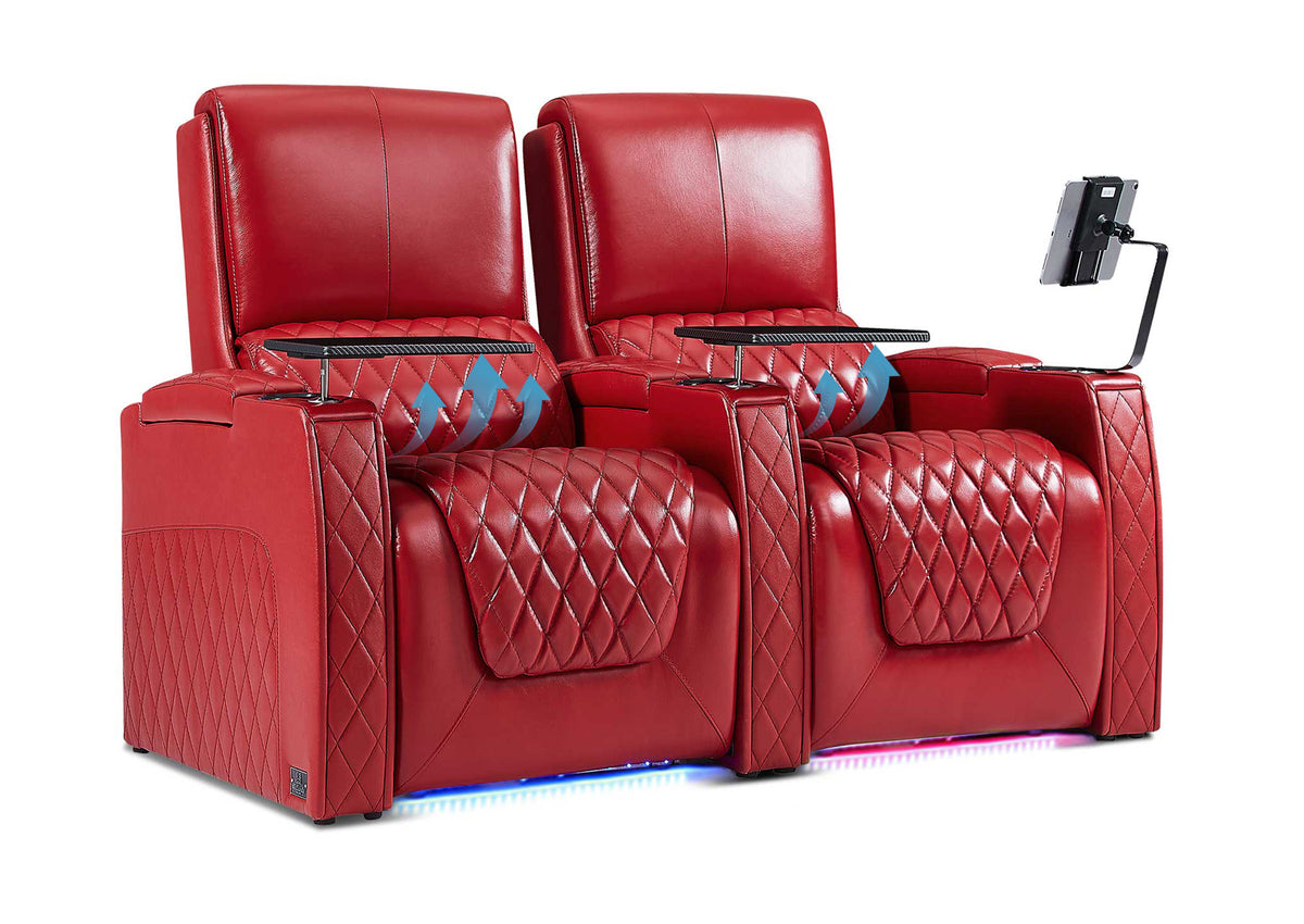 Weilianda AstroUltra Lumbar Series Two Seat Top Grain Leather Sofa with Built-in Lumbar Support