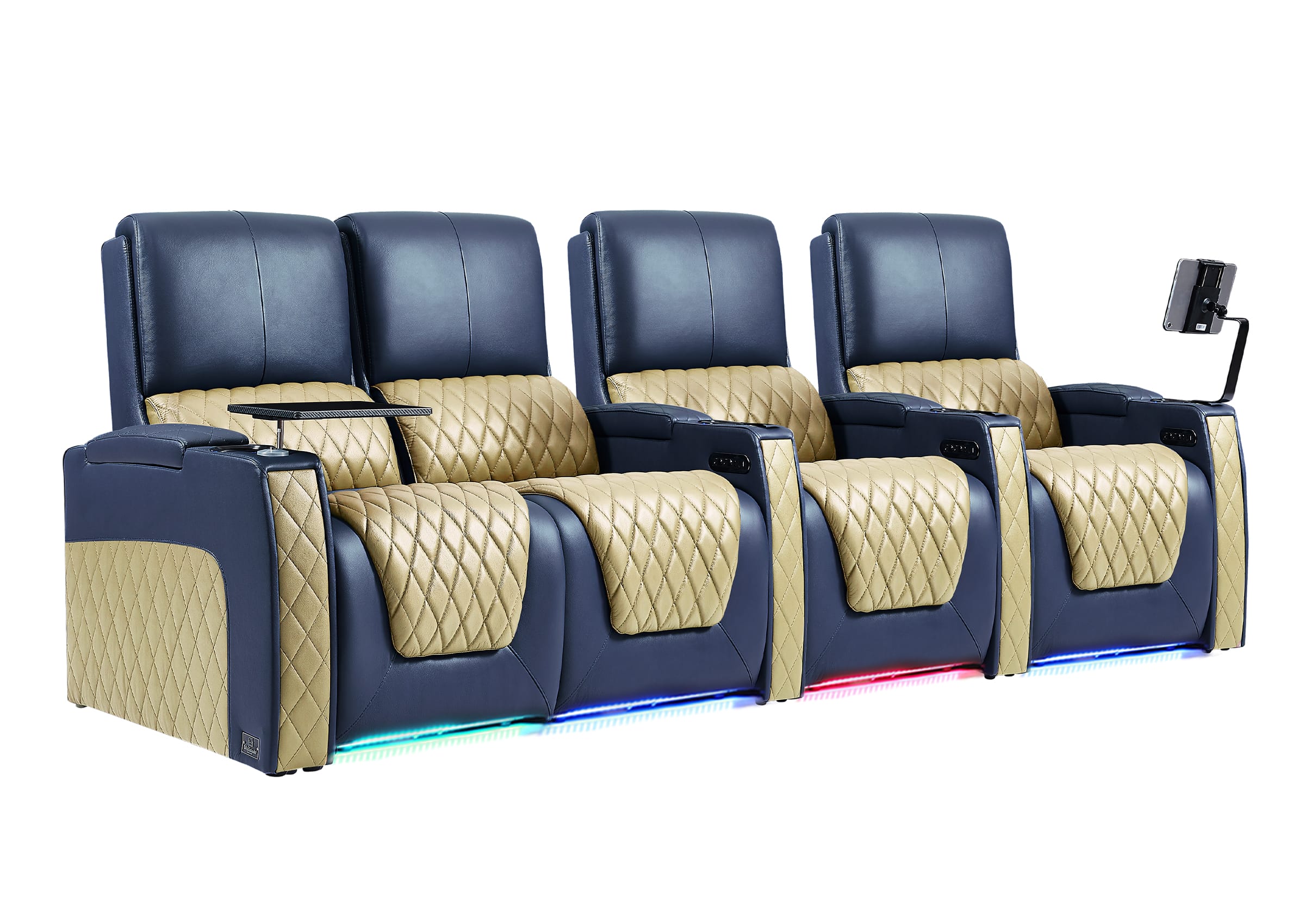 Weilianda AstroUltra Series Blue Custom Two-Tone 4-Seat Modern Recliner Chair with USB Ports