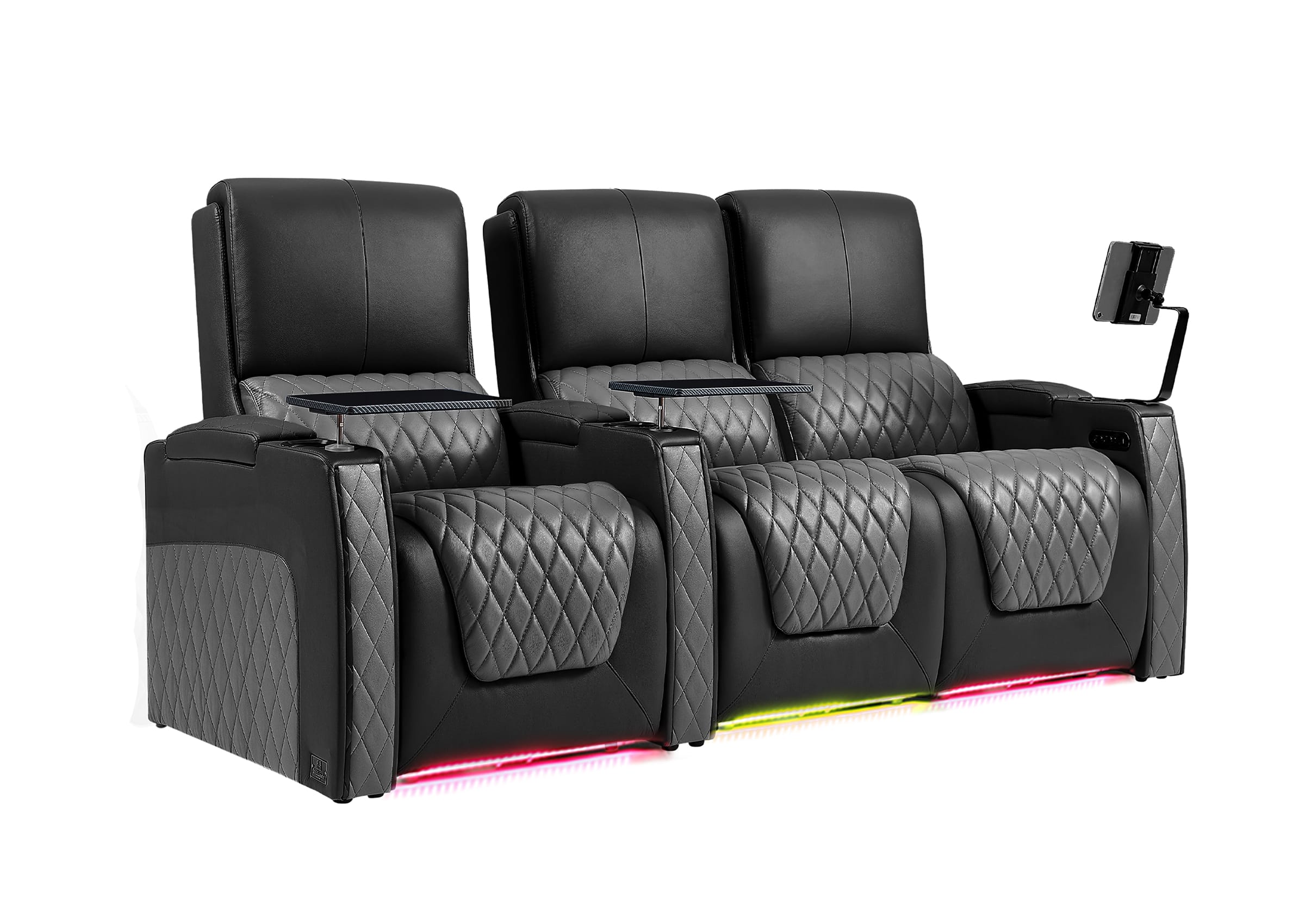 Weilianda AstroUltra Series Black Custom Dual-Color Genuine Leather Recliner with Zero Gravity Couch 3 Seats