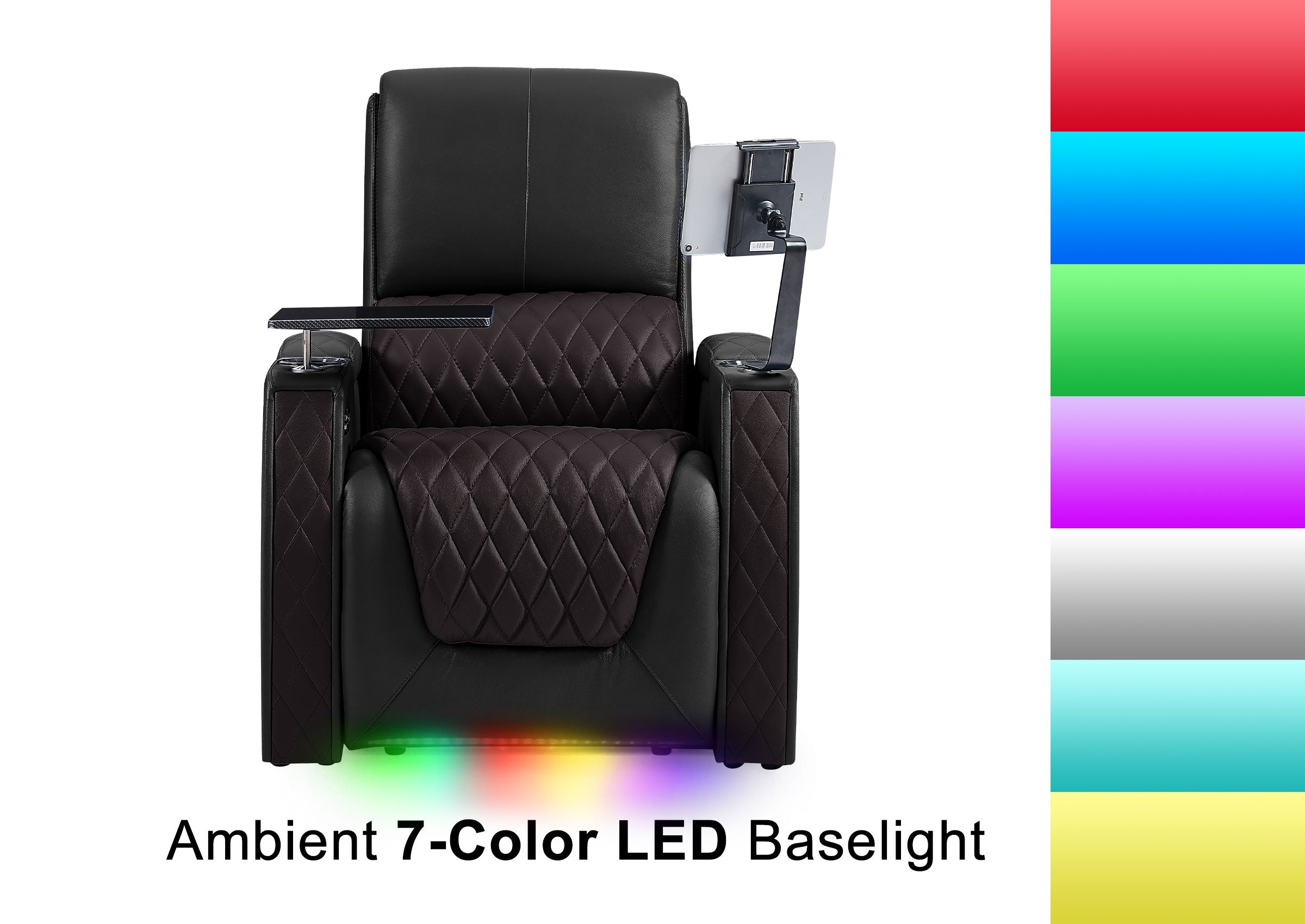 Weilianda AstroUltra Series Black Custom Dual-Color 2-Seat Home Cinema Sofa with Adjustable Headrest & Footrest