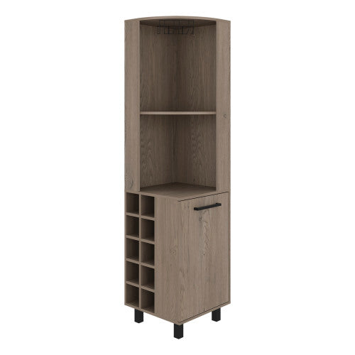 Elegant Corner Bar Cabinet with Wine Rack & Ample Storage, Wengue