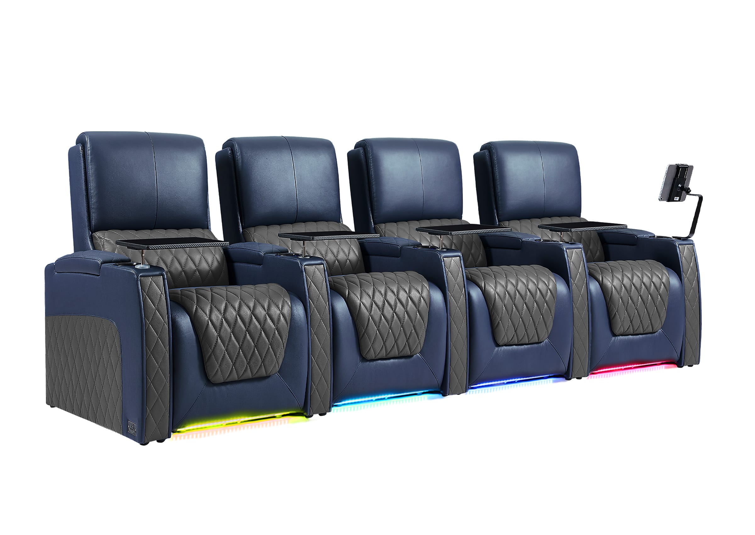 Weilianda AstroUltra Series Blue Custom Two-Tone 4-Seat Modern Recliner Chair with USB Ports