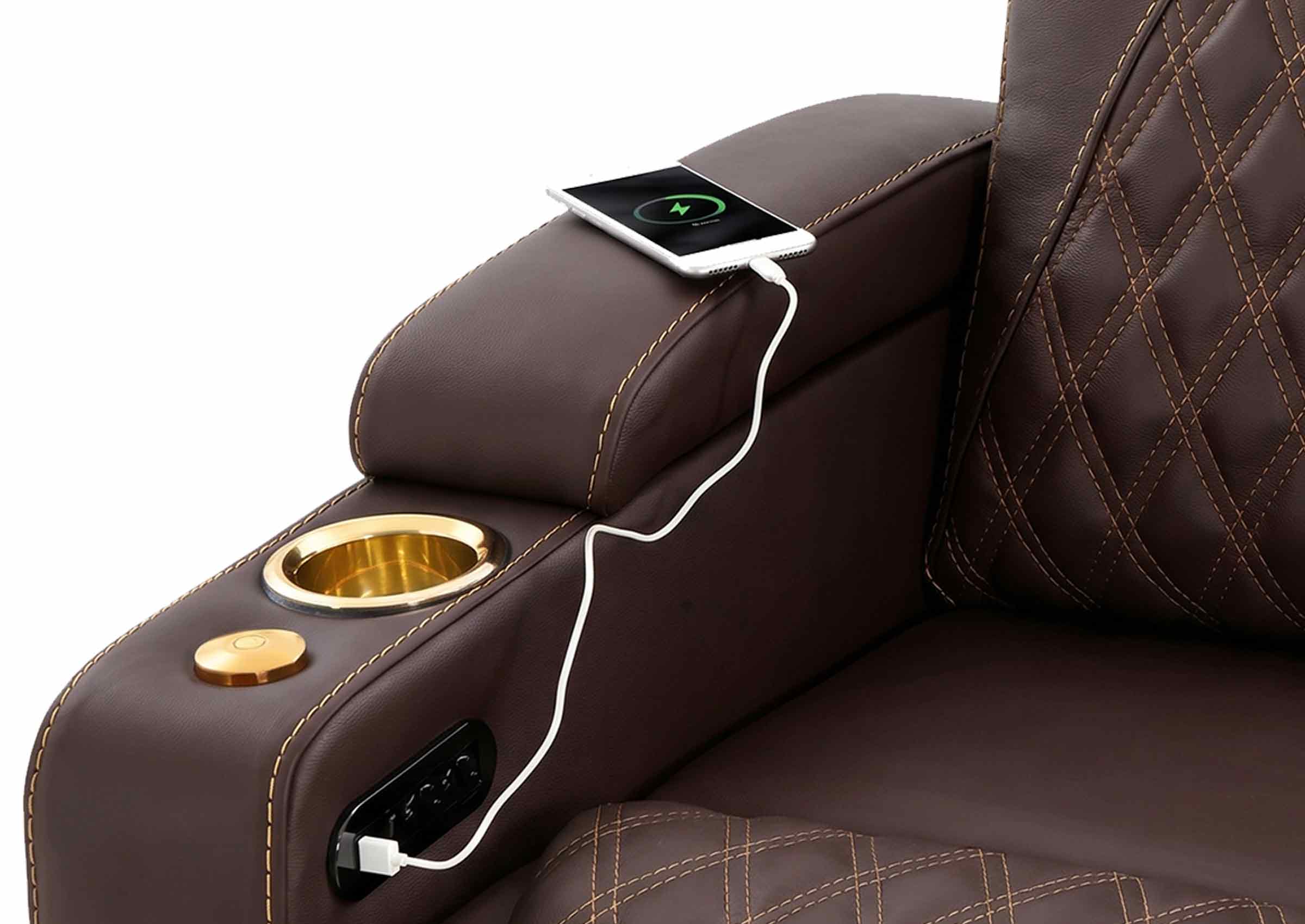 Chic Series Brown Power Recliner | Ambient Lighting Sofa