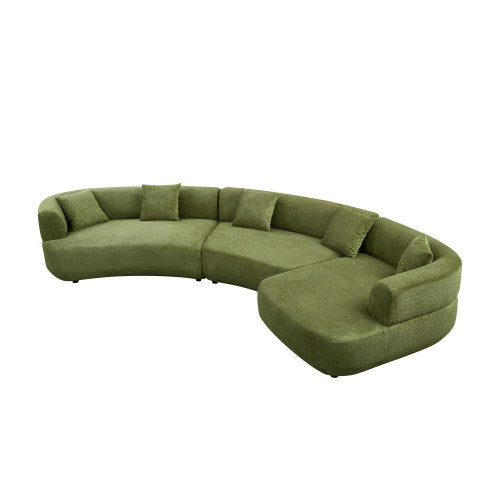 Luxurious 155.91" Curved 6-Seat Modular Sectional with 5 Plush Pillows