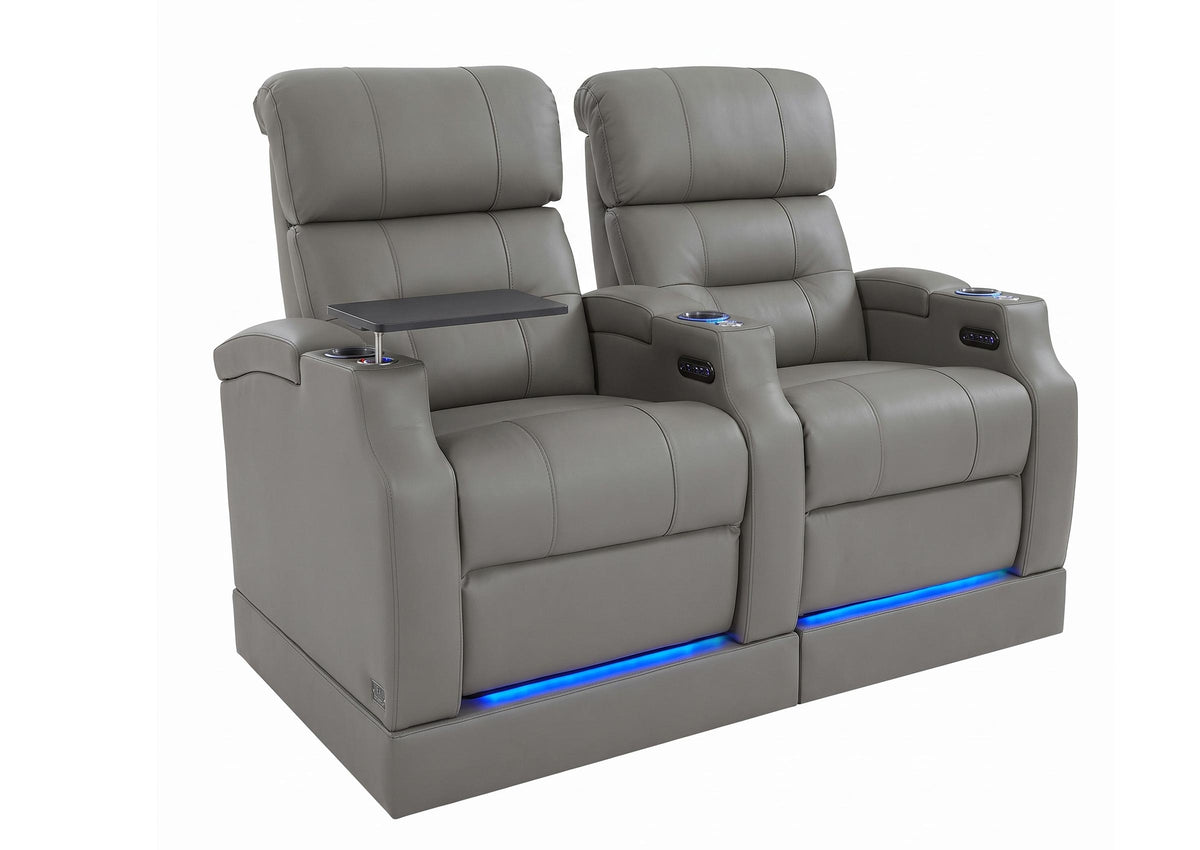 Weilianda Vanguard Riser Series 2-Seat Genuine Leather Sofa | Ambient Lighting for Media Room