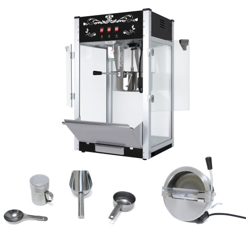 Commercial 16 Oz Countertop Popcorn Machine with Stainless Steel Accessories, Black