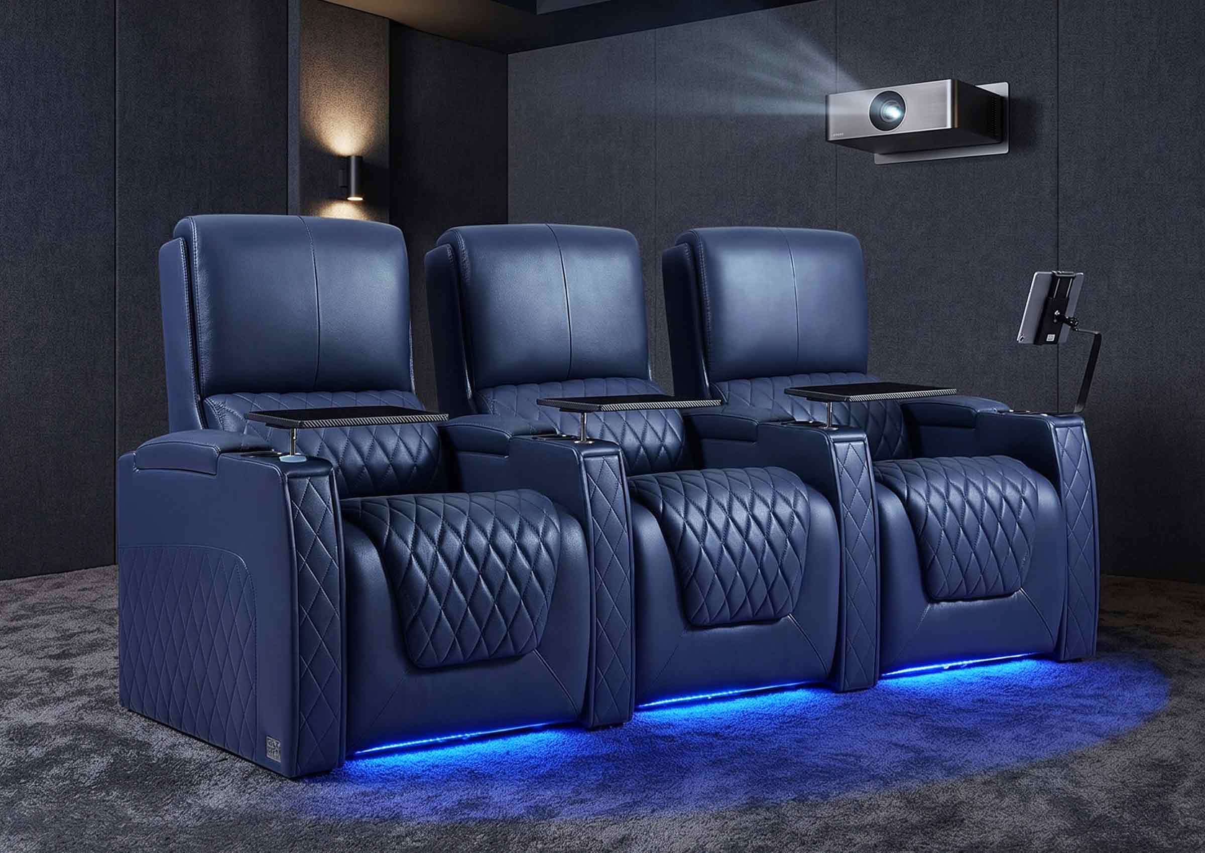Weilianda AstroUltra Series Zero Gravity Recliners 3-Seater Blue Genuine Leather | 2026 Edition