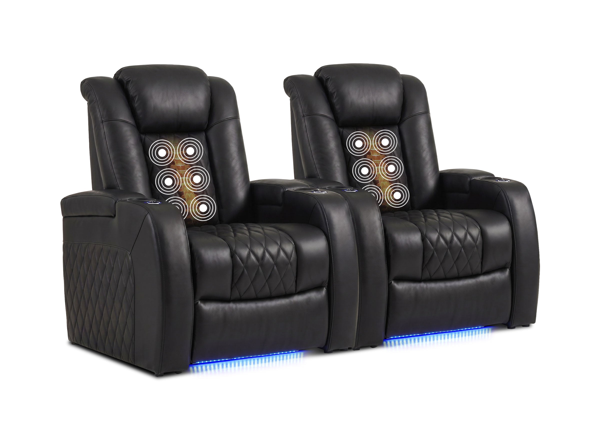 Weilianda FortLux Massage Series Custom 2-Seater Home Theater Recliners | 3-Level Massage, Top-Grain Leather, Zero Gravity, LED Cup Holders
