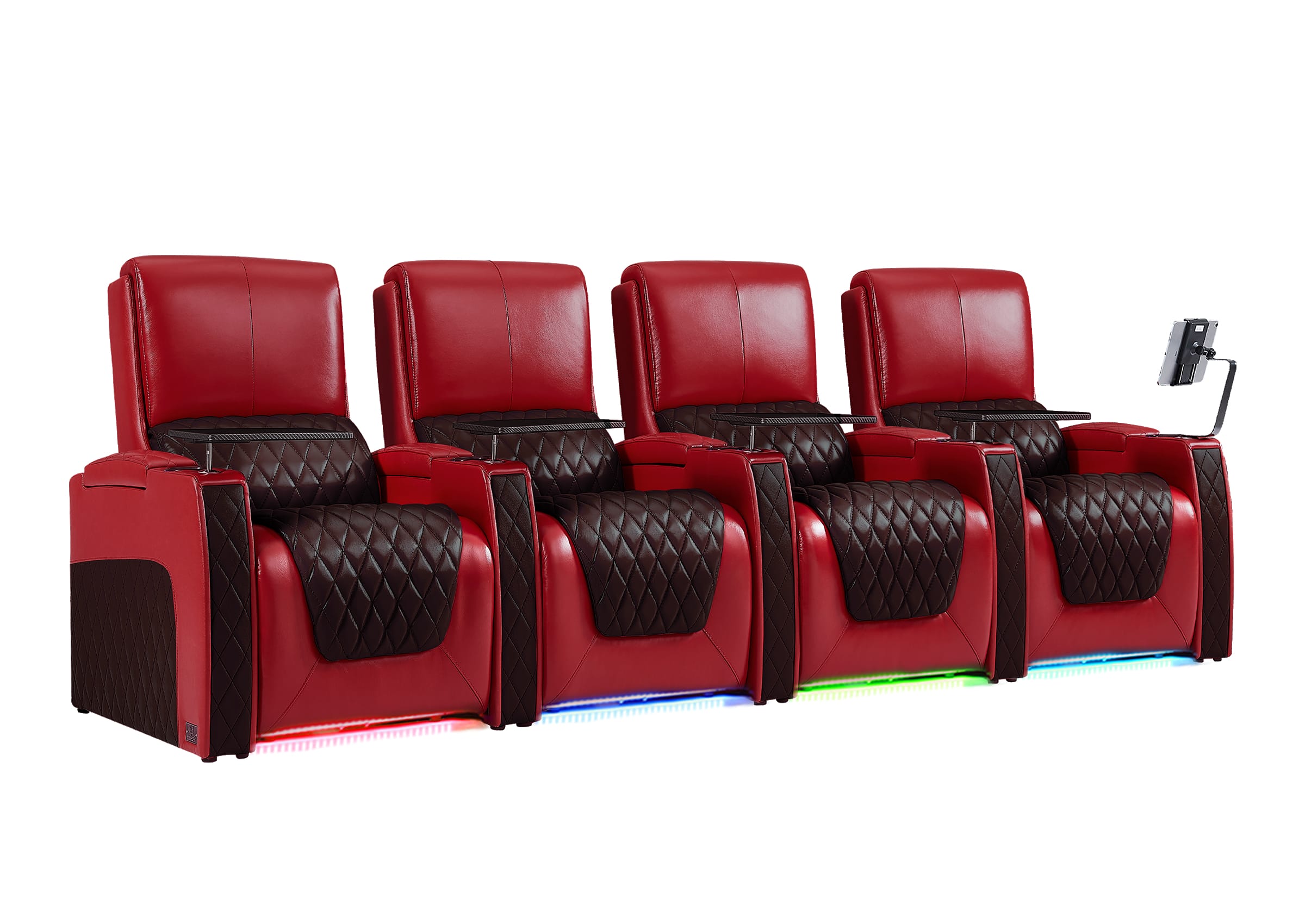 Weilianda AstroUltra Series Red Custom Two-Tone 4-Seat Genuine Sofa with USB Charging
