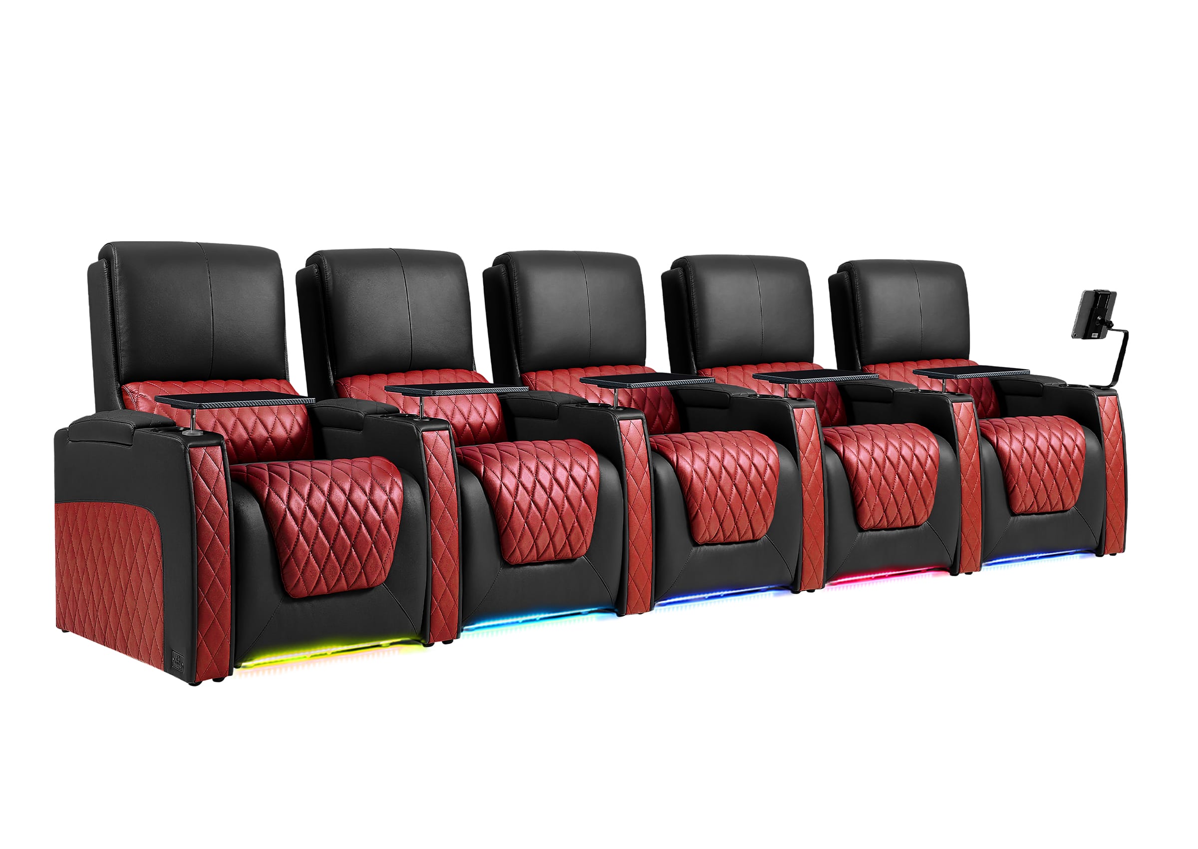 Weilianda AstroUltra Series Black Custom Two-Tone 5-Seat Power Home Theater Sofa with Zero Gravity & Adjustable Headrest