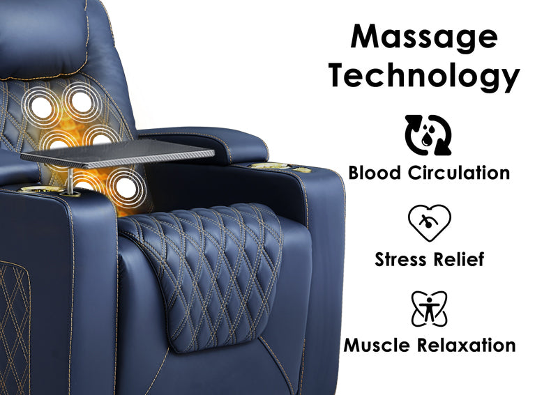 Weilianda LumiChic Massage Series Three-Seat Genuine Leather Sofa | Power Headrest & Footrest