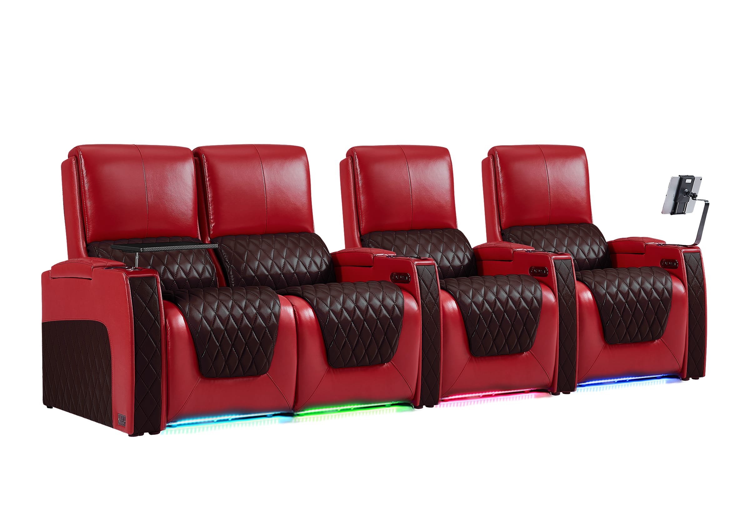Weilianda AstroUltra Series Red Custom Two-Tone 4-Seat Genuine Sofa with USB Charging