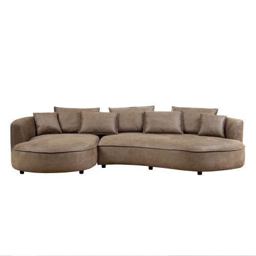 Sleek 5-Seat Curved Sectional Sofa with Luxe Eco-Leather