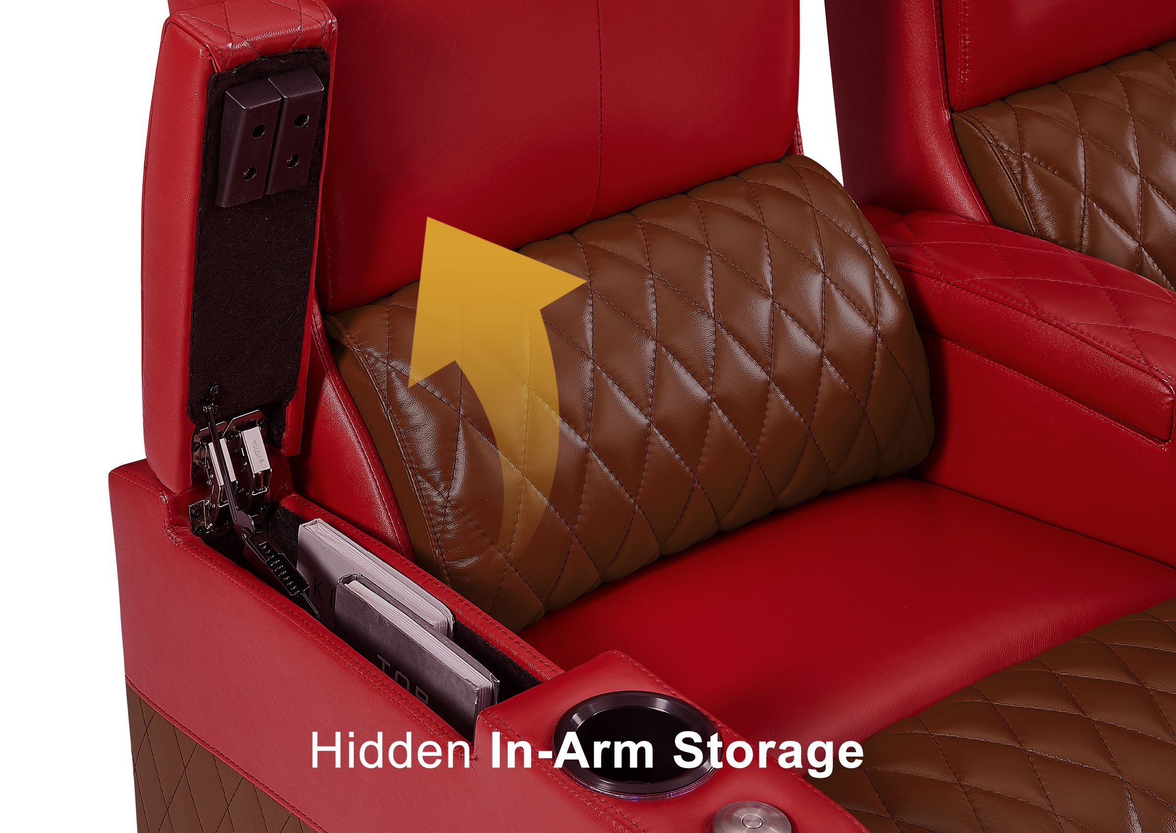 Weilianda AstroUltra Series Red Custom Dual-Tone Home Theater Loveseat Recliner with 7-Color LED Lighting