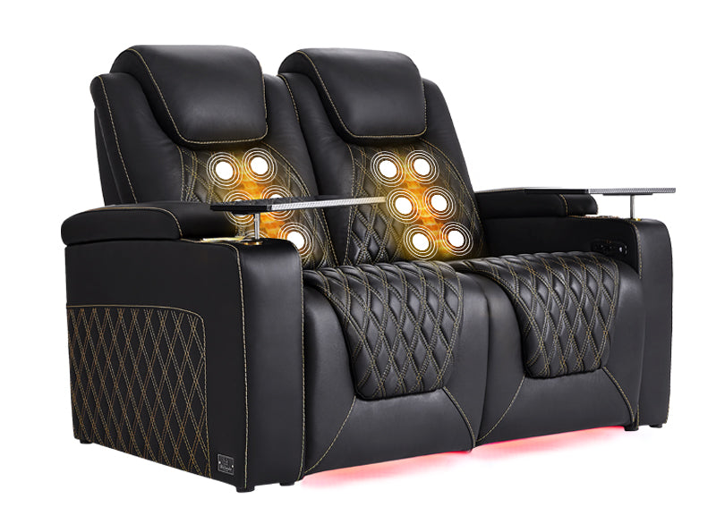 Weilianda LumiChic Massage Series 2-Seat Home Theater Recliner |  LED Lighting for Movie Night