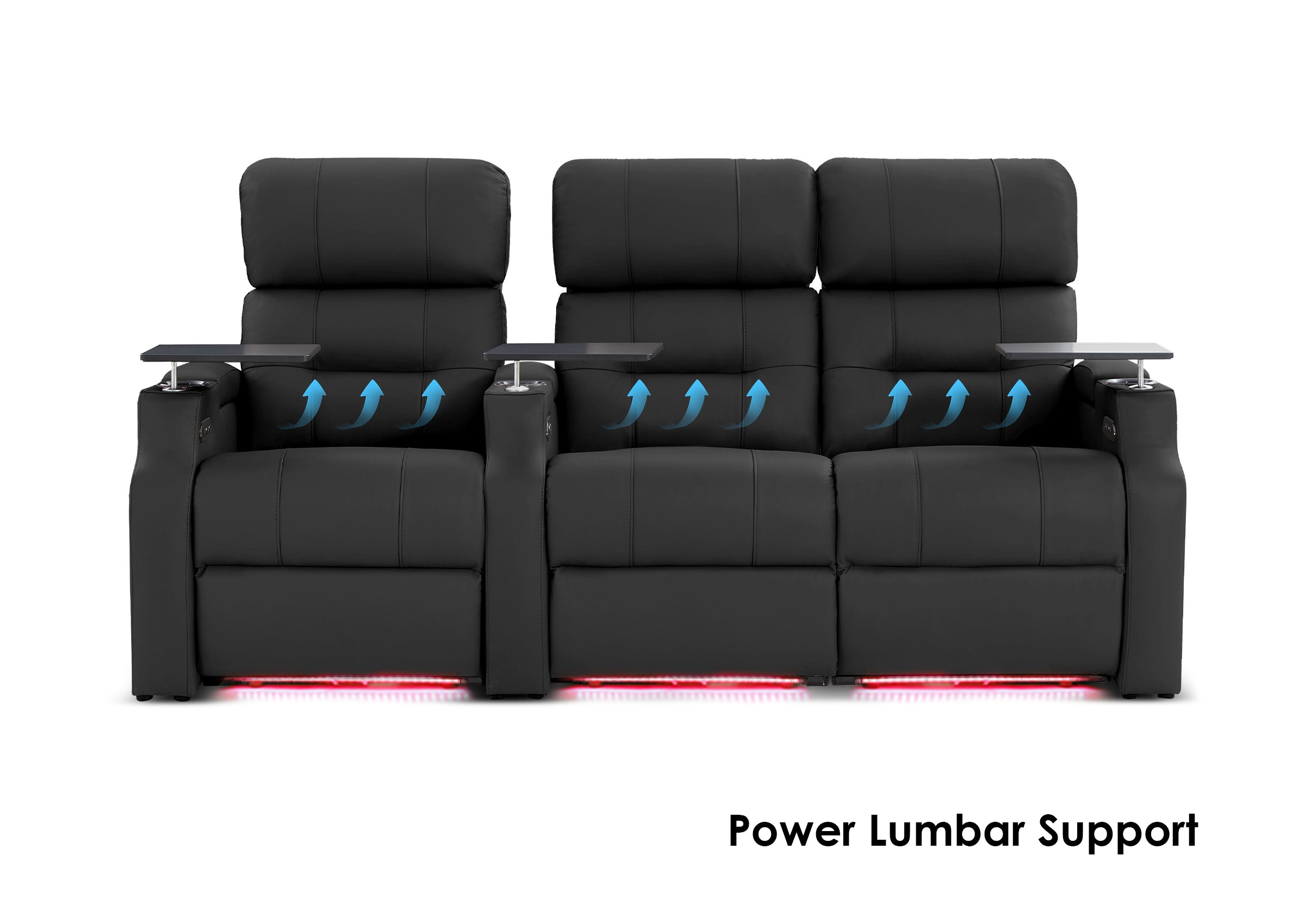 Weilianda Vanguard Lumbar Series 3-Seat Genuine Leather Sofa with Power Lumbar Support