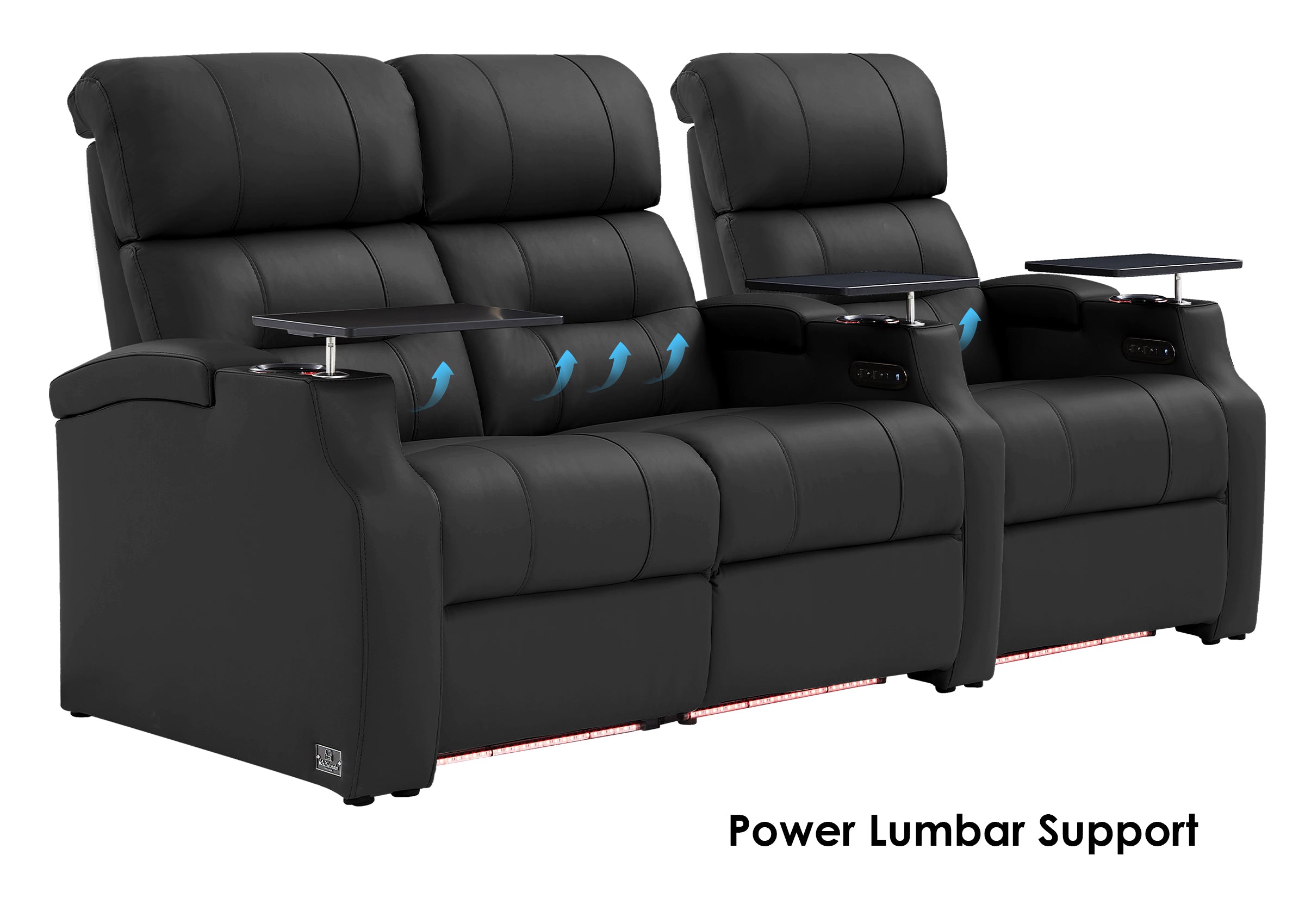 Weilianda Vanguard Lumbar Series 3-Seat Genuine Leather Sofa with Power Lumbar Support