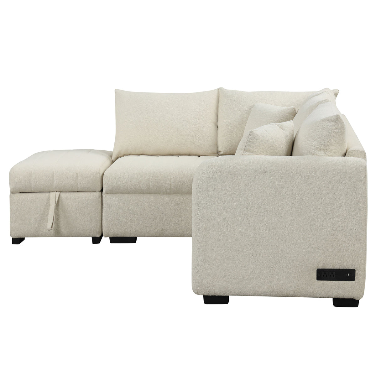 Versatile U-Style Sleeper Sectional with Storage, USB Port & Dual Cup Holders