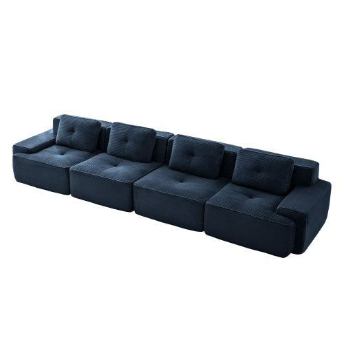 Oversized 6-Seater V-Shaped Corduroy Sectional with Dual Movable Ottomans