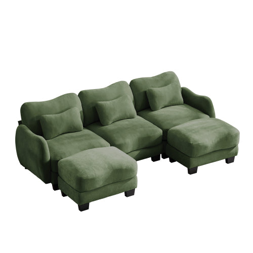 Oversized U-Shaped Chenille Sectional with Dual Movable Ottomans