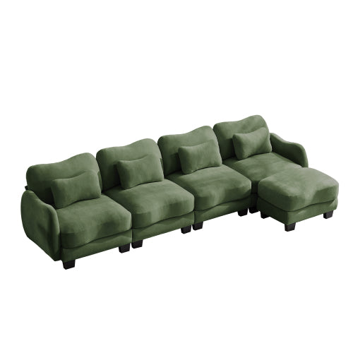 Oversized U-Shaped Chenille Sectional with Dual Movable Ottomans