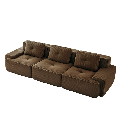 Oversized 6-Seater V-Shaped Corduroy Sectional with Dual Movable Ottomans