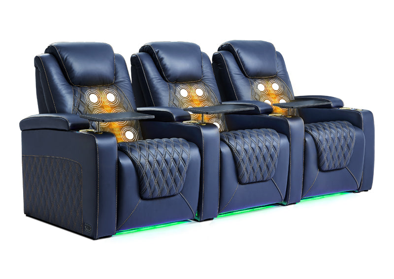 Weilianda LumiChic Massage Series Three-Seat Genuine Leather Sofa | Power Headrest & Footrest