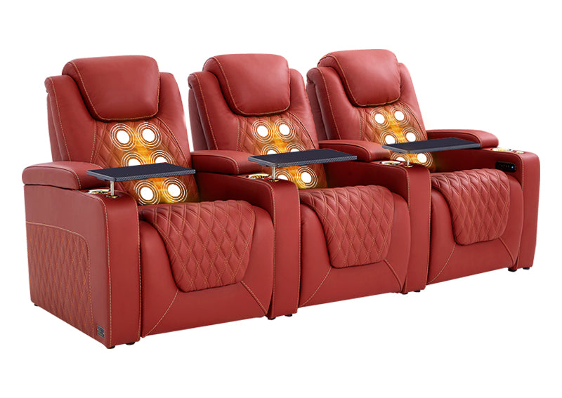 Weilianda LumiChic Massage Series Three-Seat Genuine Leather Sofa | Power Headrest & Footrest