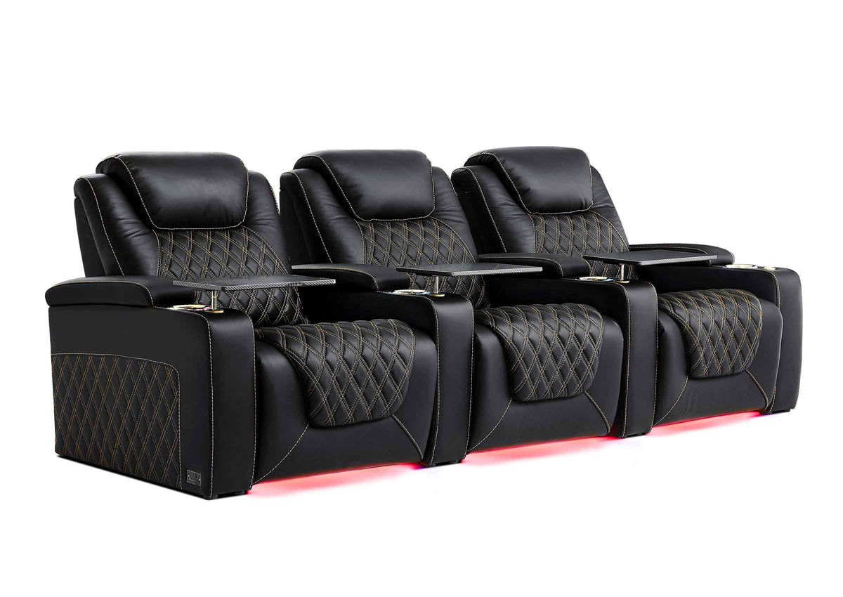 Weilianda Chic XL Series 3-Seat Leather Sofa | Extra-Wide Seating & 7-Color Ambient Lighting