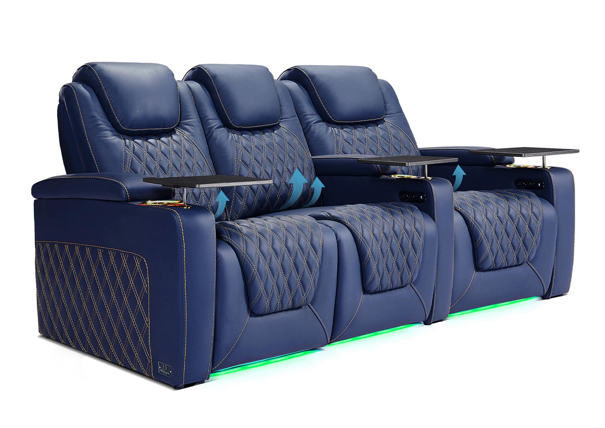 Weilianda Chic Lumbar Series Leather Seating Row of 3 with Built-In Lumbar Support for Home Theater