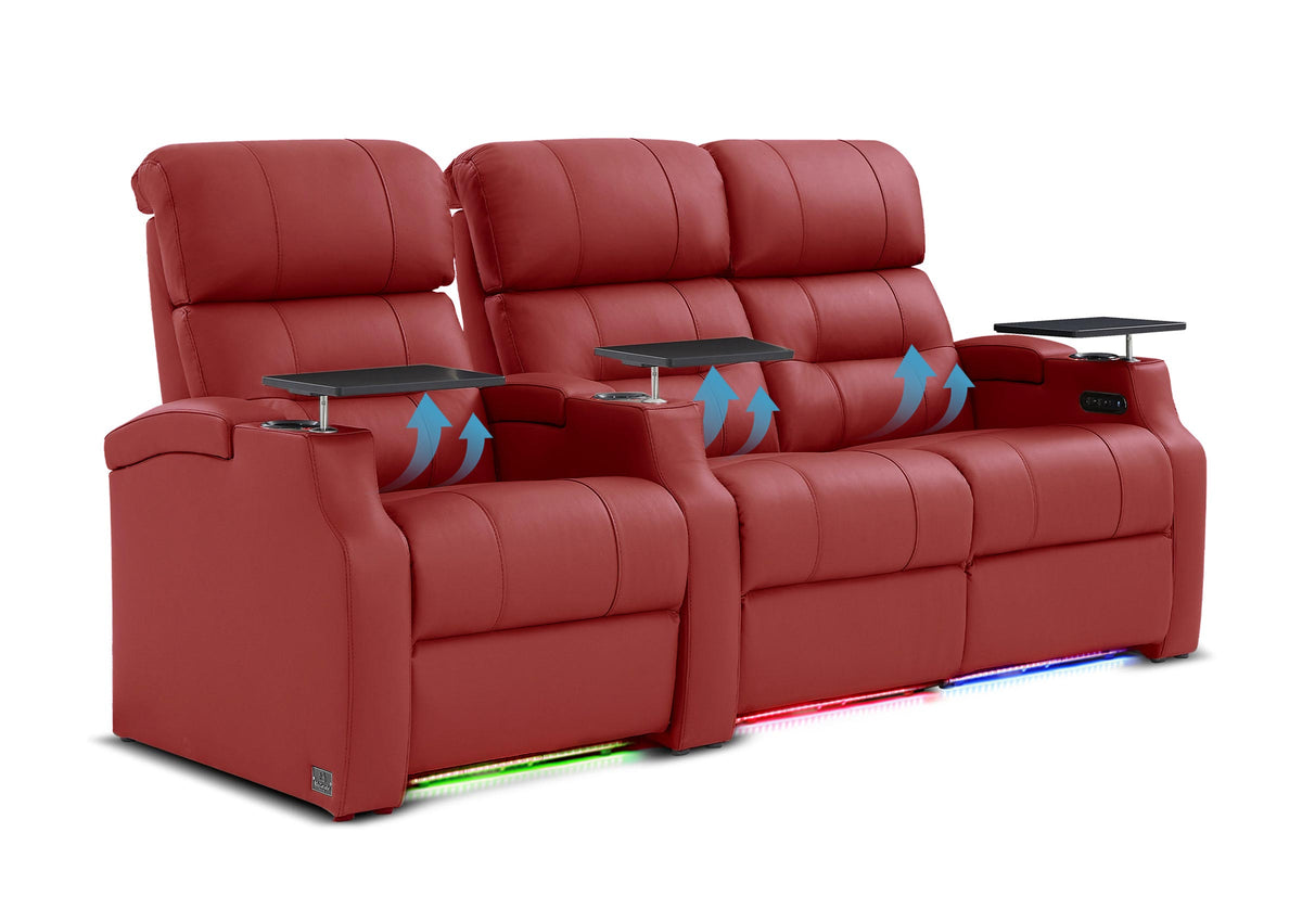Weilianda Vanguard Lumbar Series 3-Seat Genuine Leather Sofa with Power Lumbar Support
