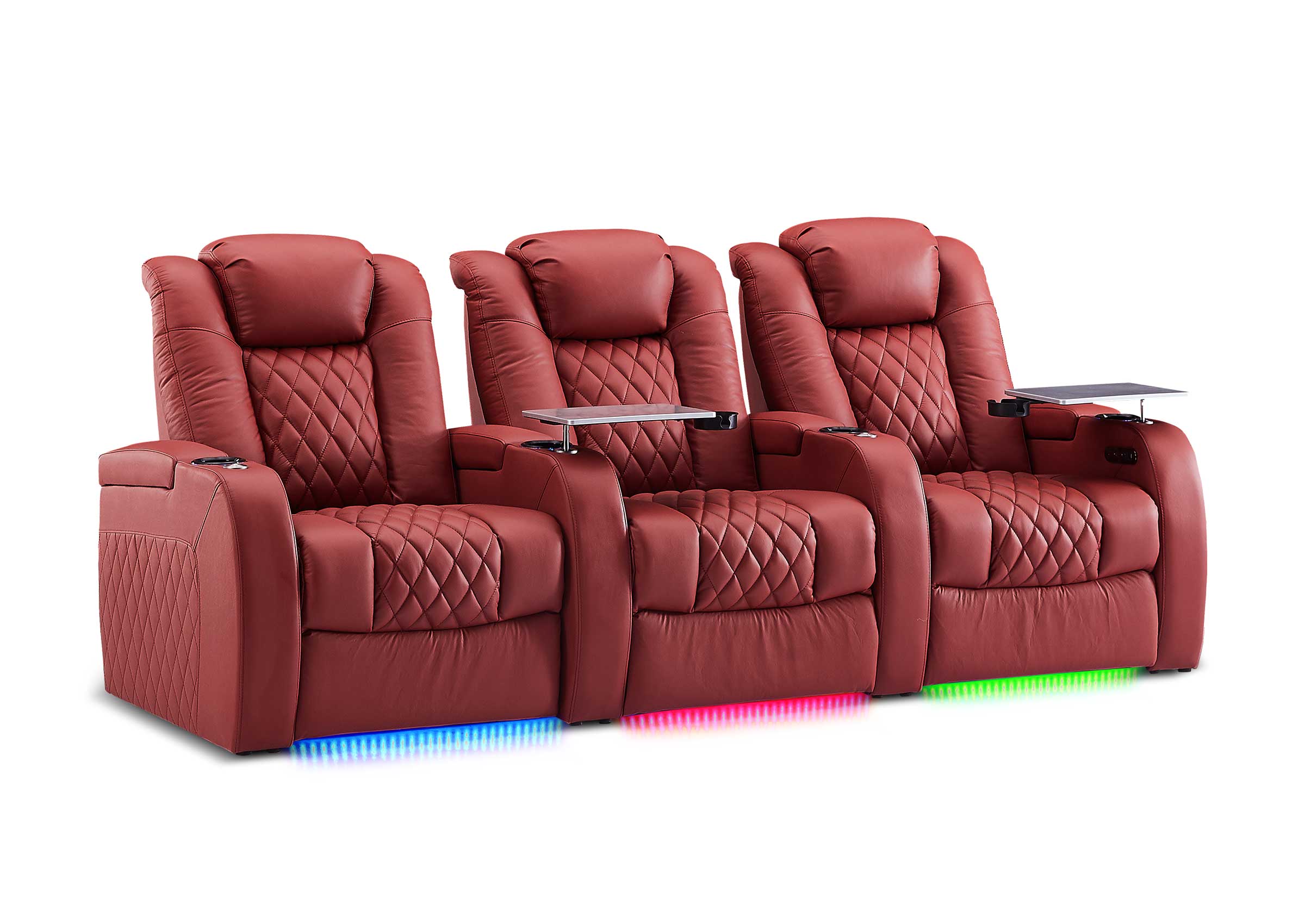 Weilianda FortLux XL Series – Big & Tall Design | Three-Seat Movie Theater Seating with Geniune Leather and USB Charging Ports