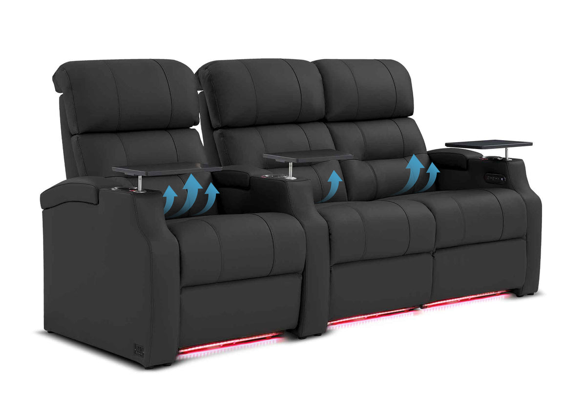 Weilianda Vanguard Lumbar Series 3-Seat Genuine Leather Sofa with Power Lumbar Support