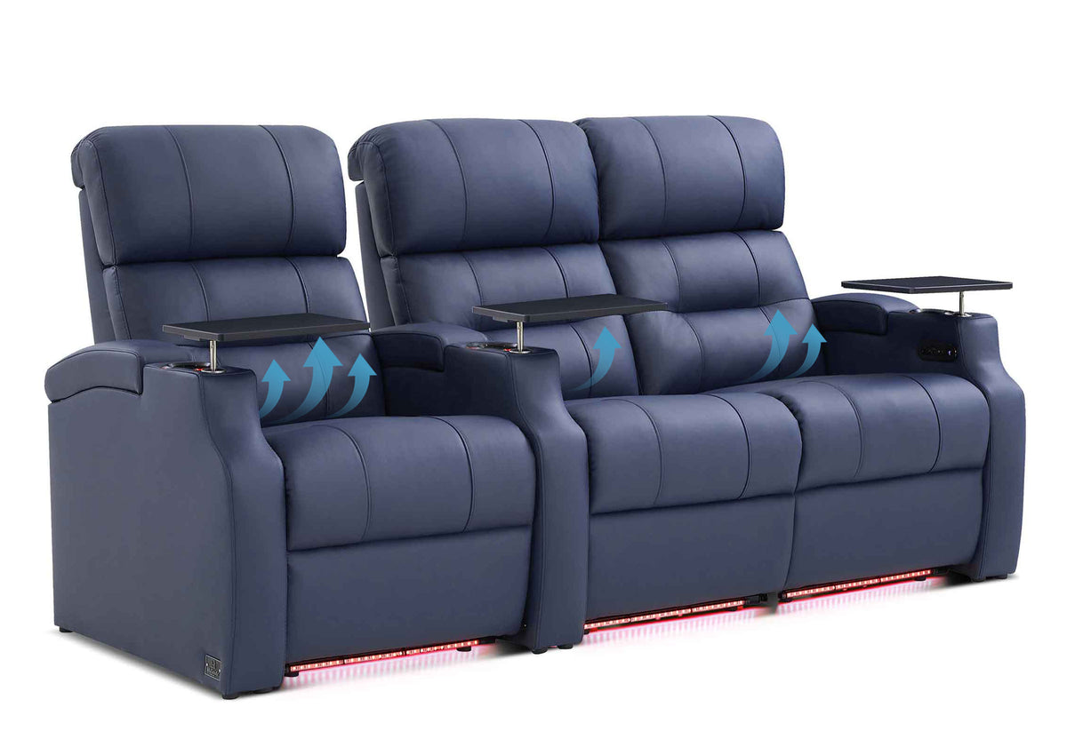 Weilianda Vanguard Lumbar Series 3-Seat Genuine Leather Sofa with Power Lumbar Support