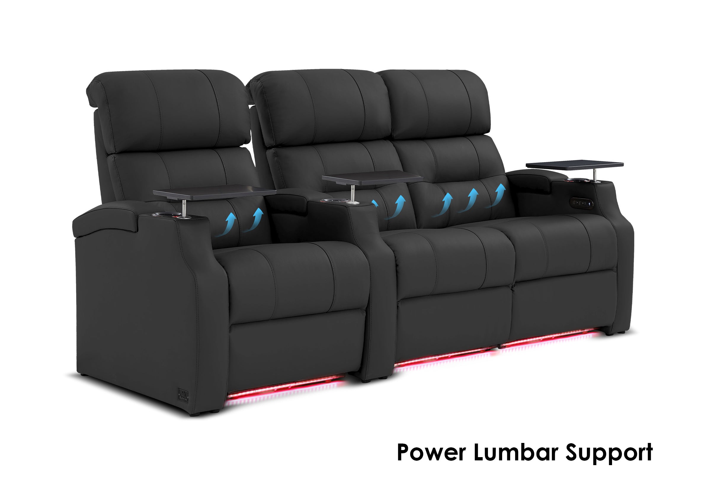 Weilianda Vanguard Lumbar Series 3-Seat Genuine Leather Sofa with Power Lumbar Support