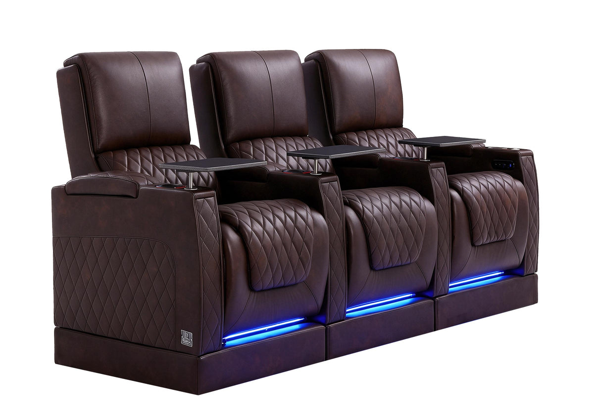 Weilianda AstroUltra Riser Series Three Seat Electric Theater Recliner | USB Charging for Game Room