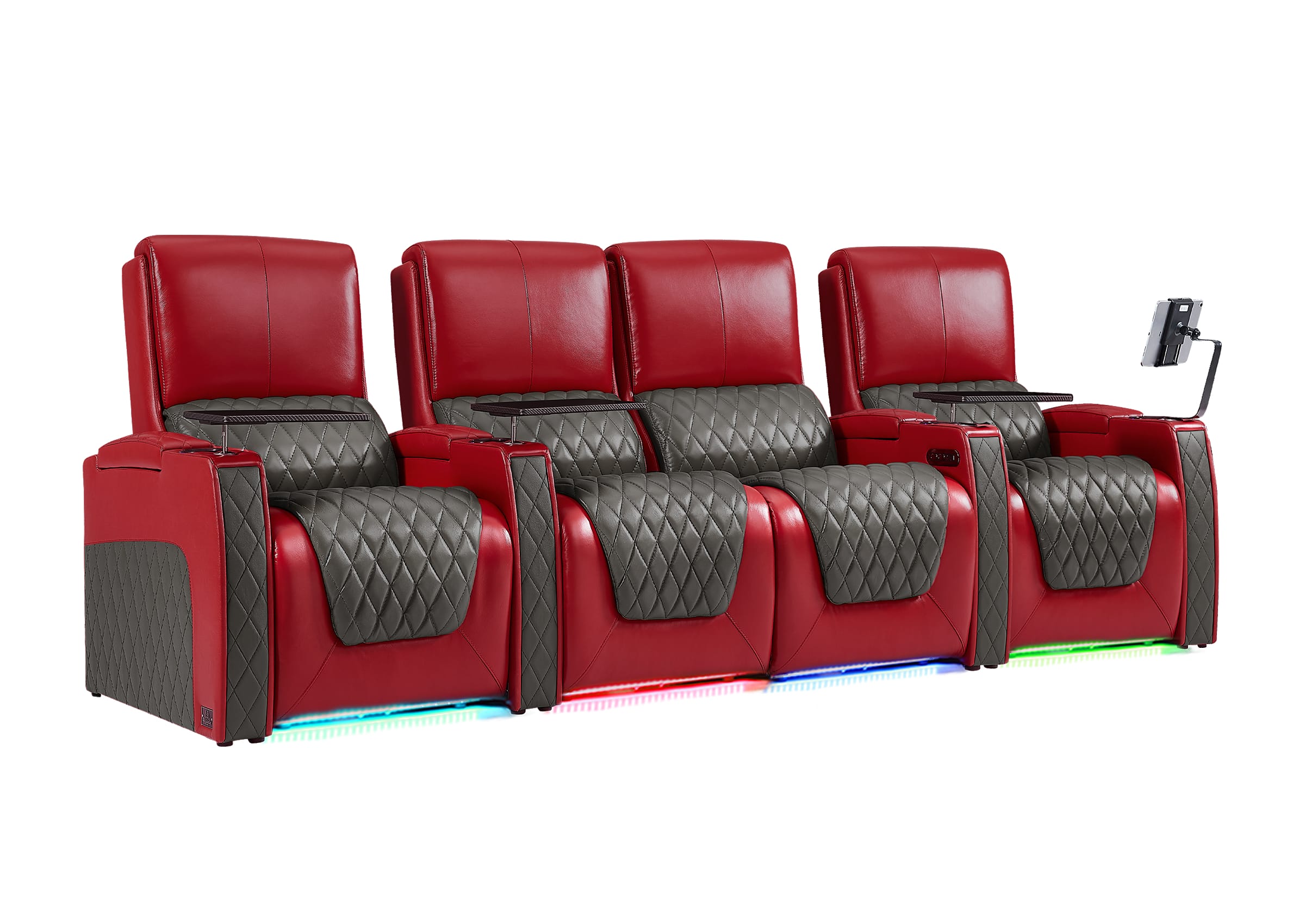 Weilianda AstroUltra Series Red Custom Two-Tone 4-Seat Genuine Sofa with USB Charging