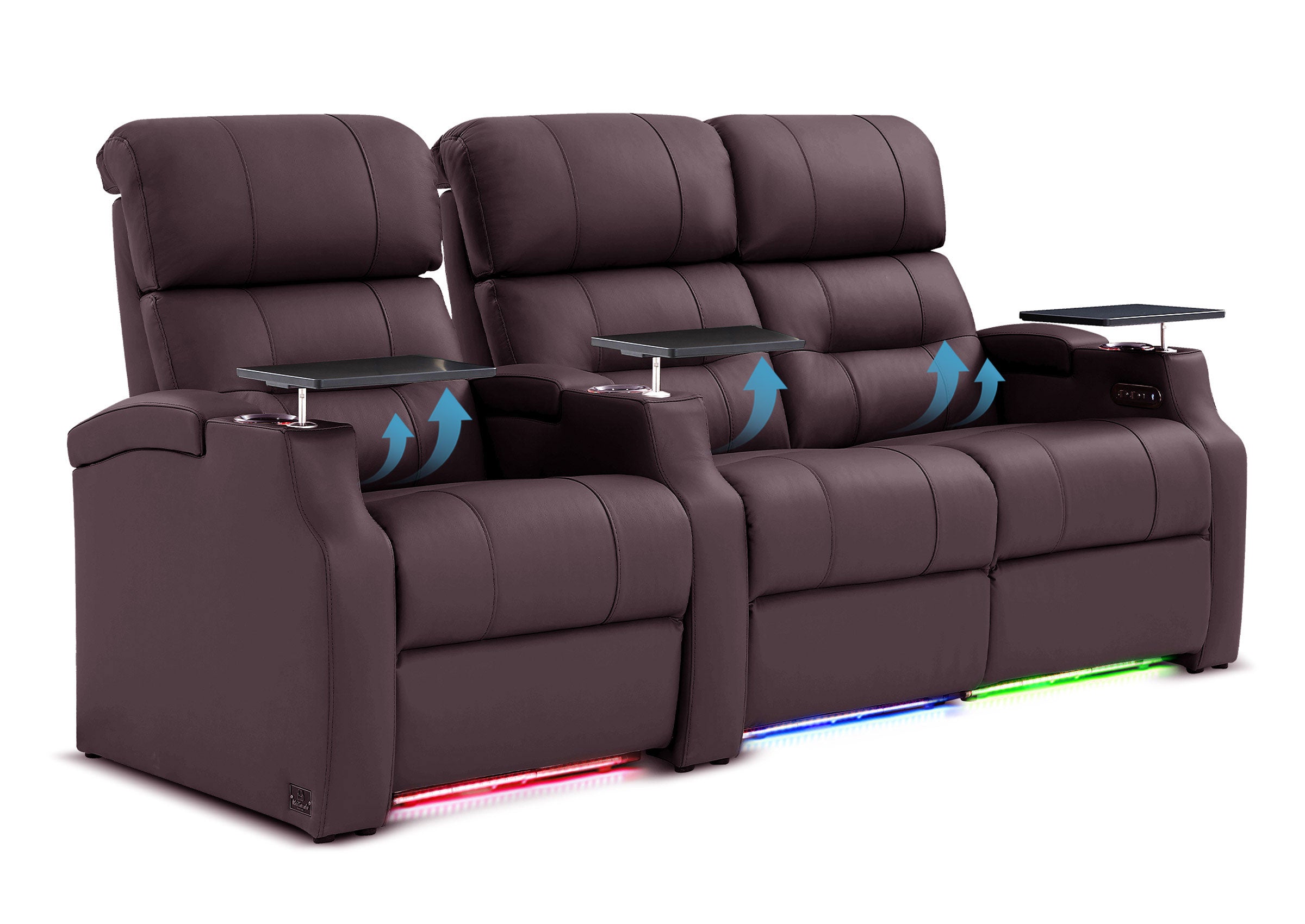 3-Seat Genuine Leather Power Reclining Sofa with Lumbar