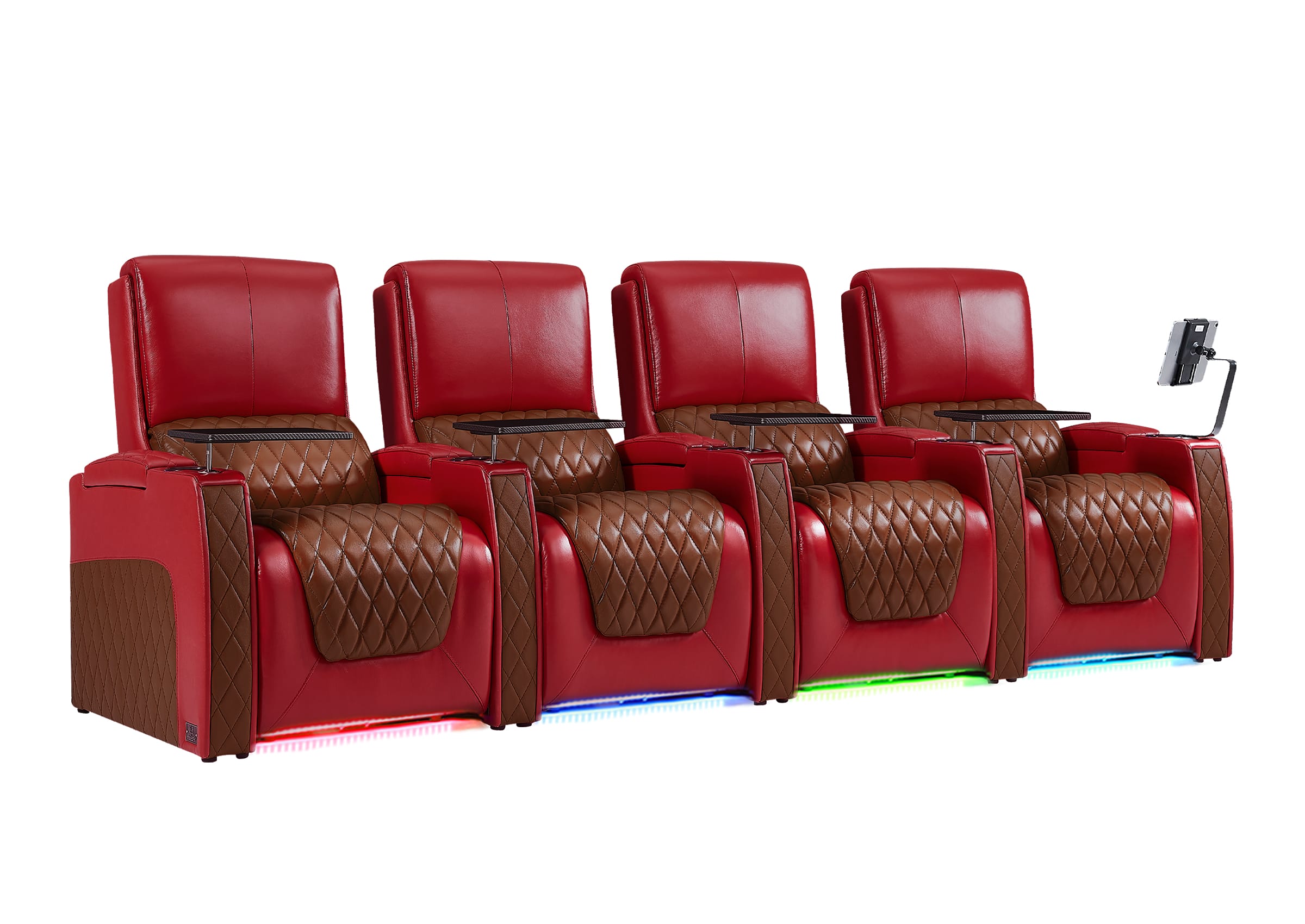 Weilianda AstroUltra Series Red Custom Two-Tone 4-Seat Genuine Sofa with USB Charging
