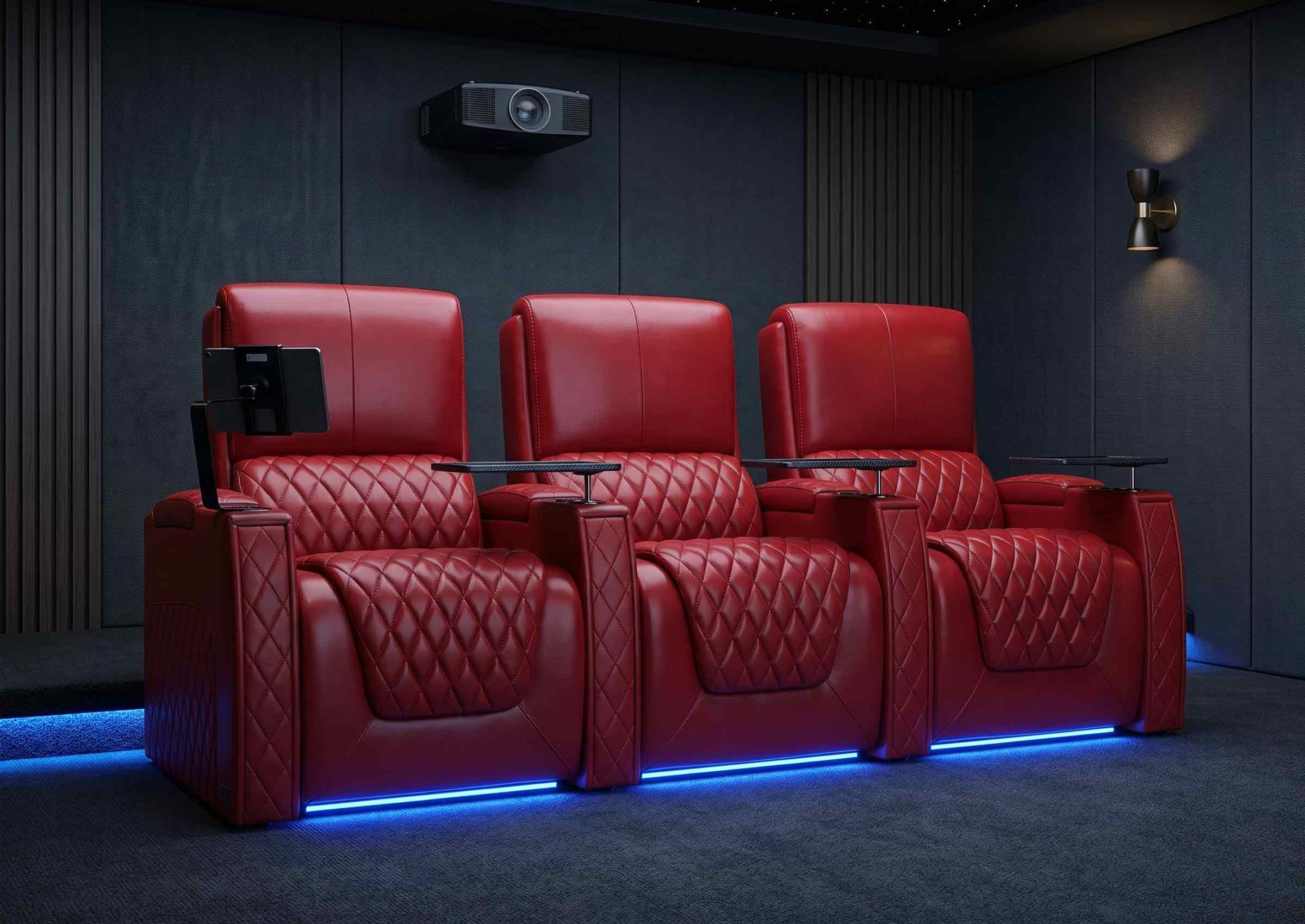 Weilianda AstroUltra Series Home Theater Recliners Red Genuine Leather 3-Seat | 2026 Zero Gravity Lounge Edition
