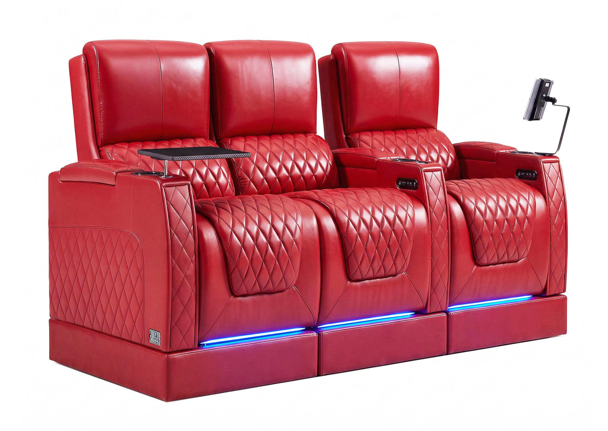 Weilianda AstroUltra Riser Series Three Seat Electric Theater Recliner | USB Charging for Game Room