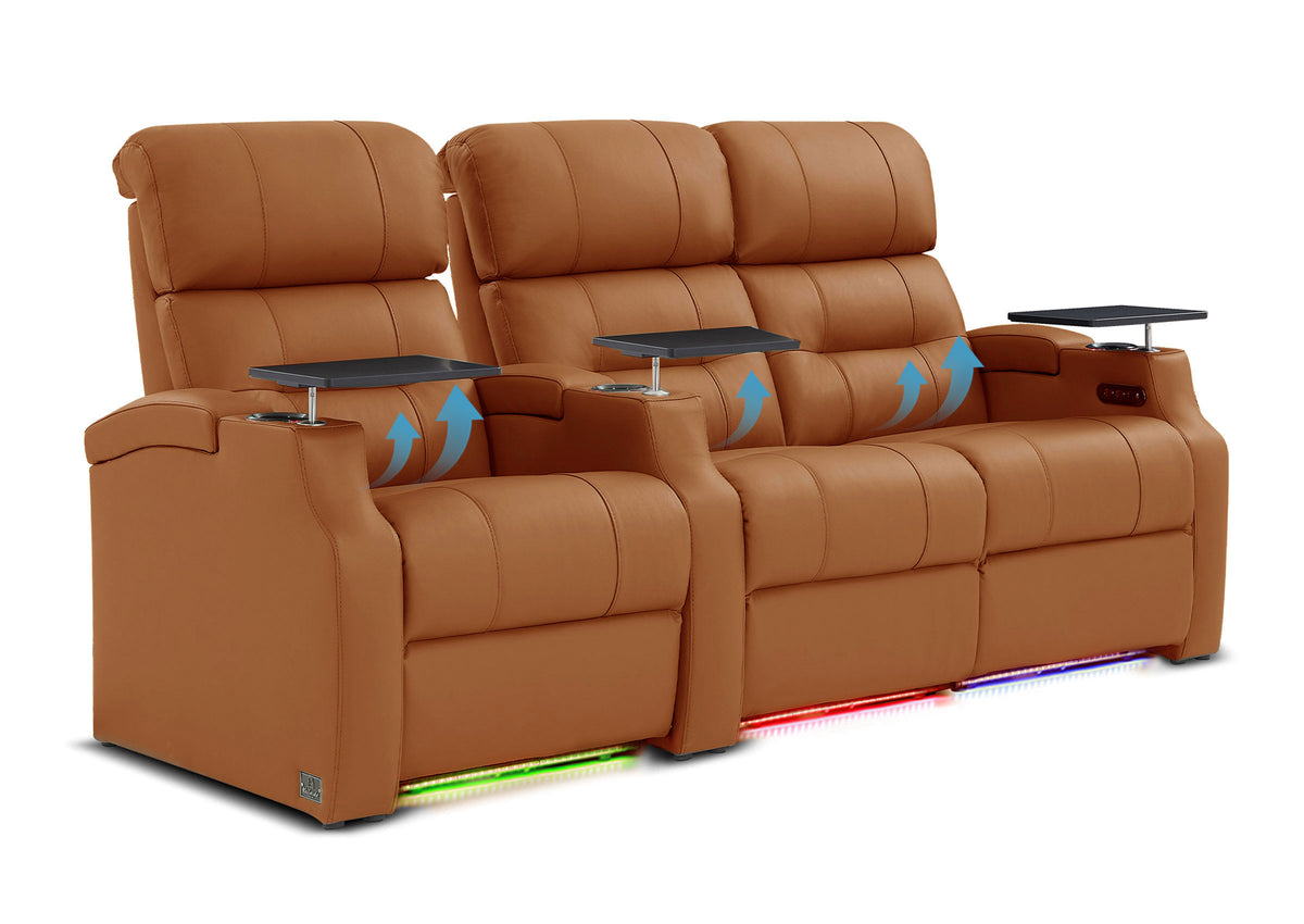 Weilianda Vanguard Lumbar Series 3-Seat Genuine Leather Sofa with Power Lumbar Support