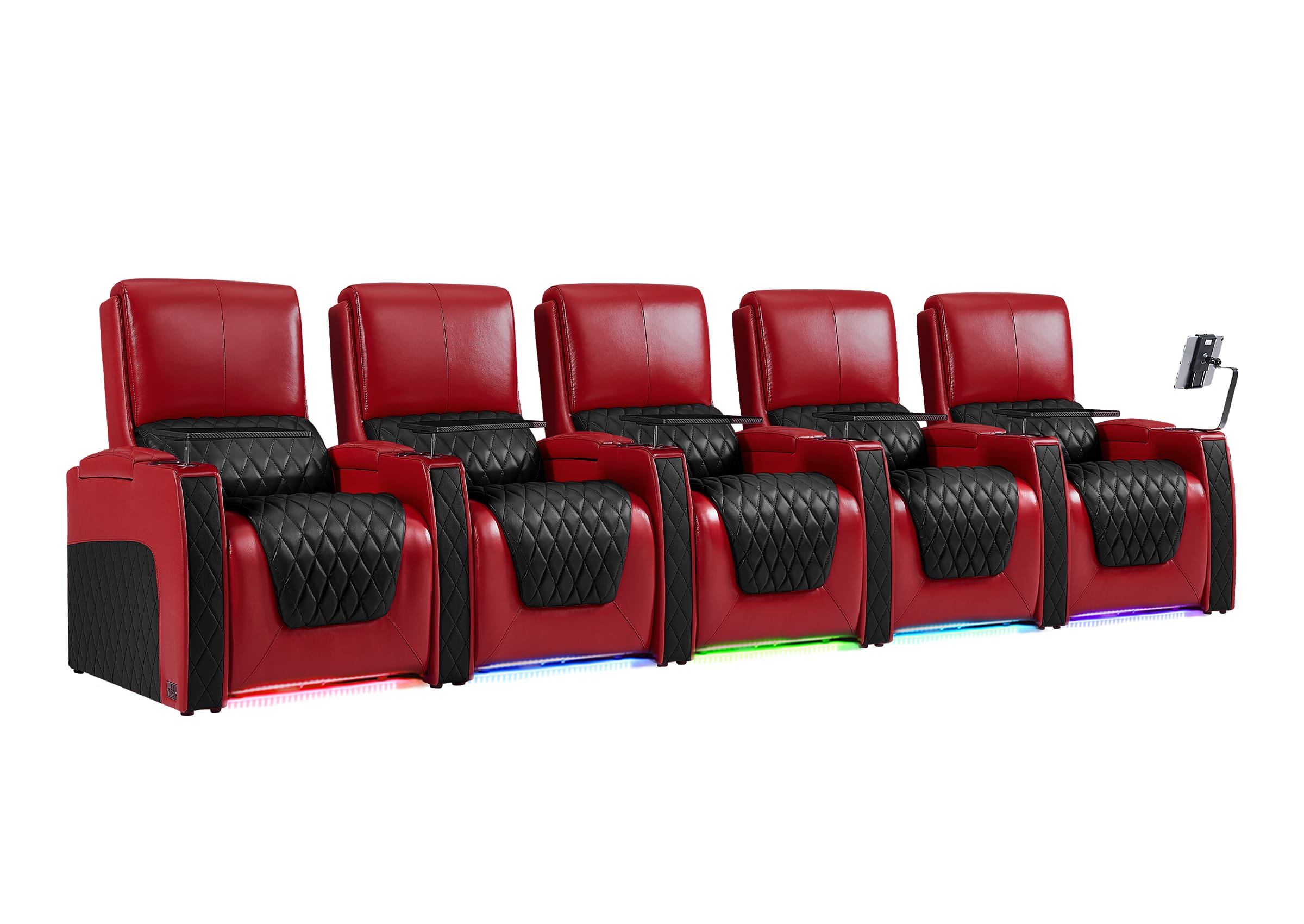 Weilianda AstroUltra Series Red Custom Dual-Tone Power Recliner with Zero Gravity Seating 5-Seater