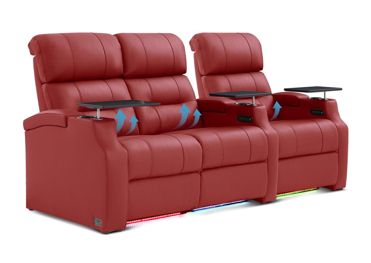 Weilianda Vanguard Lumbar Series 3-Seat Genuine Leather Sofa with Power Lumbar Support