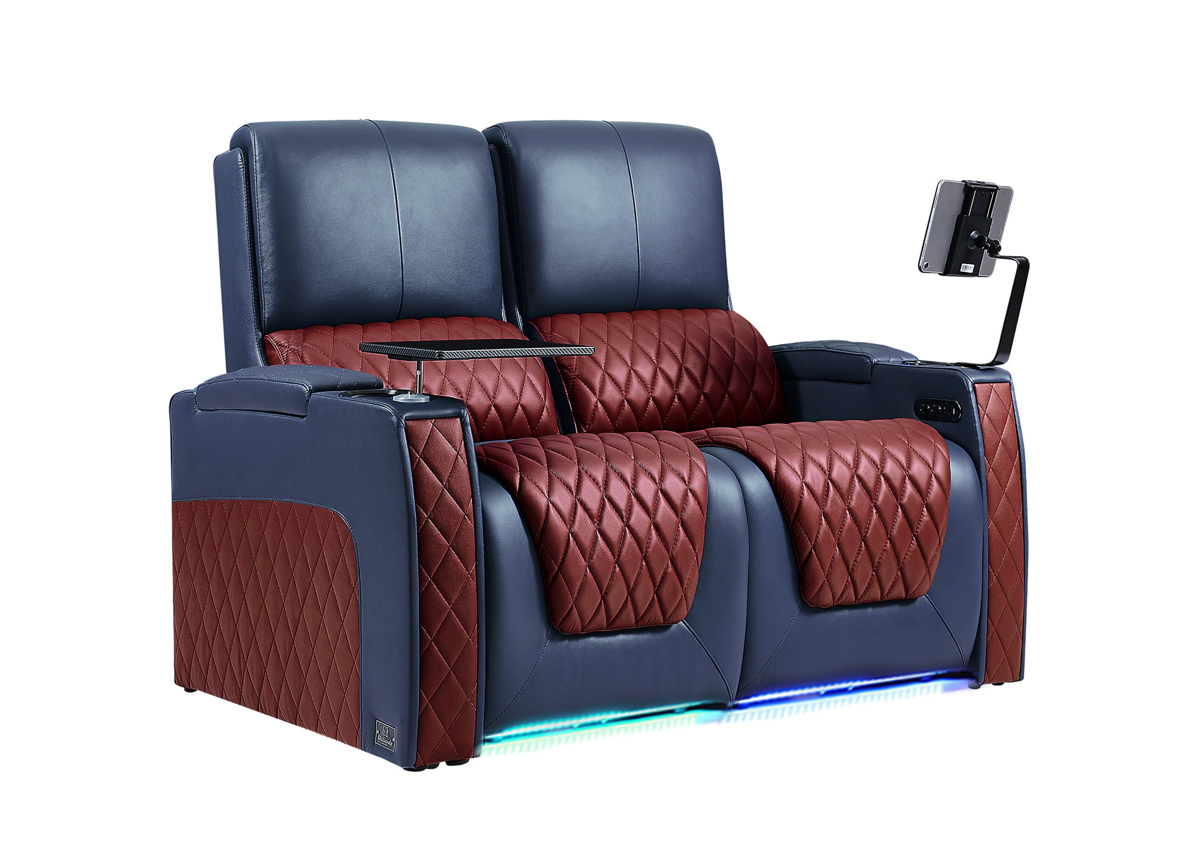 Weilianda AstroUltra Series Blue Custom Two-Tone 2 Seat Power Recliner with Zero Gravity Seating